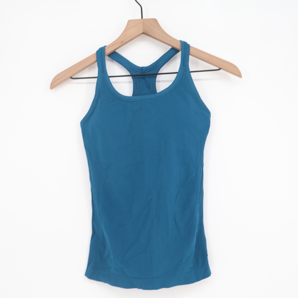 Tank Top Womens 4 Ebb to Street Teal Ribbed Racerback Excellent